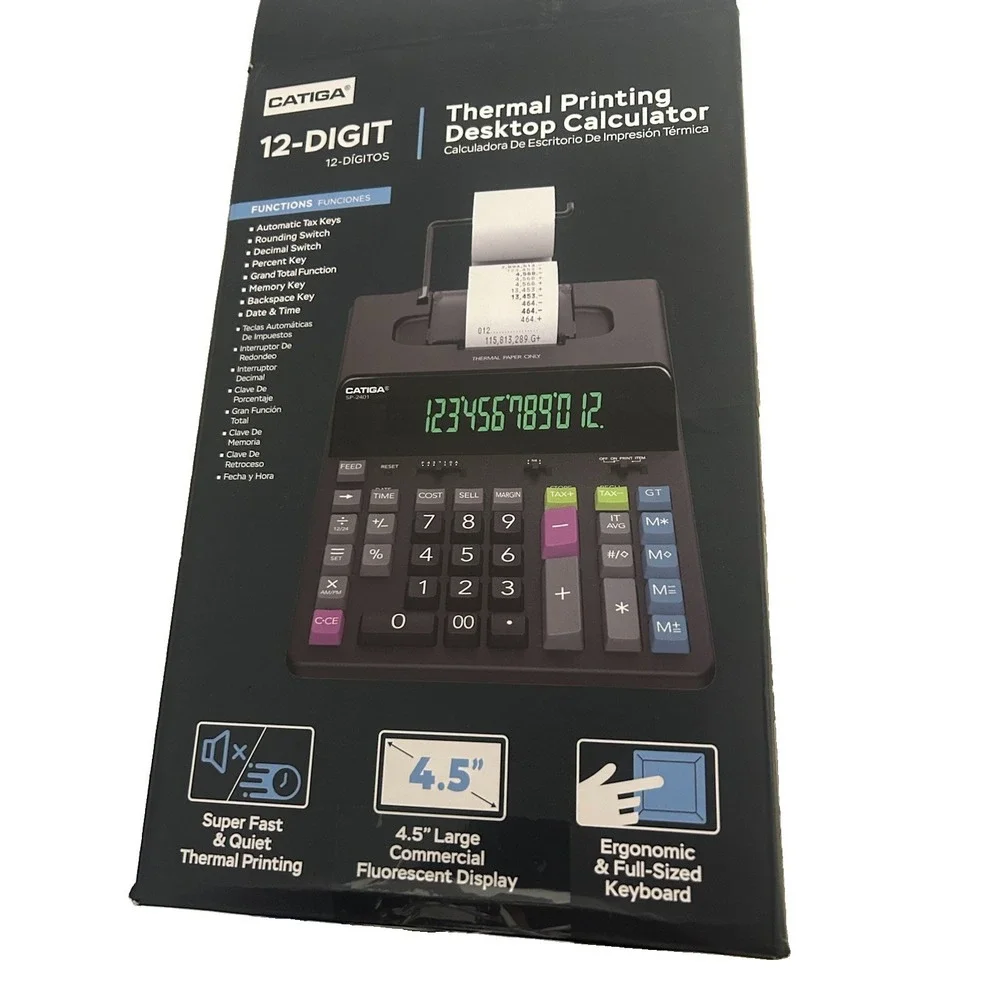 CATIGA 12 Digit Thermal Printing Calculator with Tape Print Out Ink-Free SP-2401